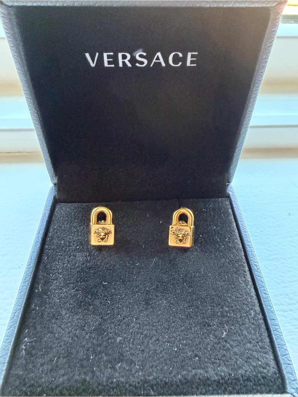 Versace Gold Medusa Padlock Stud Earrings